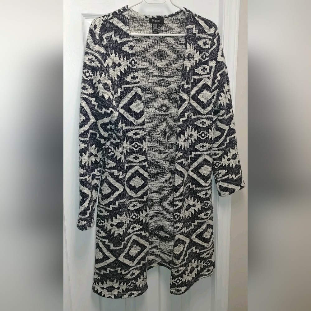 Tribal Pattern Blue + White Sweater